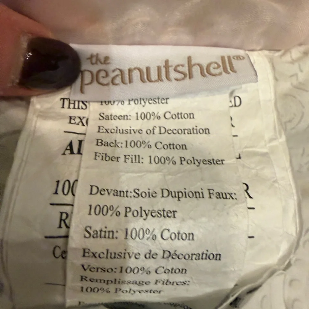 THE PEANUTSHELL ARIANNA PINK GRAY ELEGANT NURSERY BABY CRIB QUILT ONLY